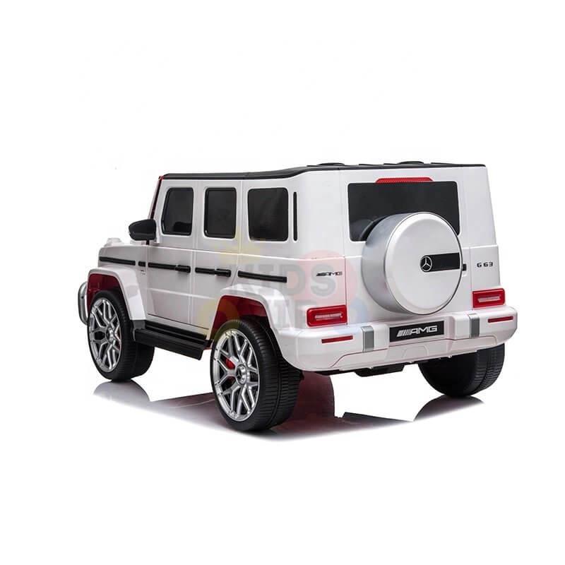 24V Exclusive White Mercedes Benz G63 2-Seater 4x4 Kids' Ride-on SUV W/ EVA Wheels, Leather Seats, Light-up Logo, BT & RC.