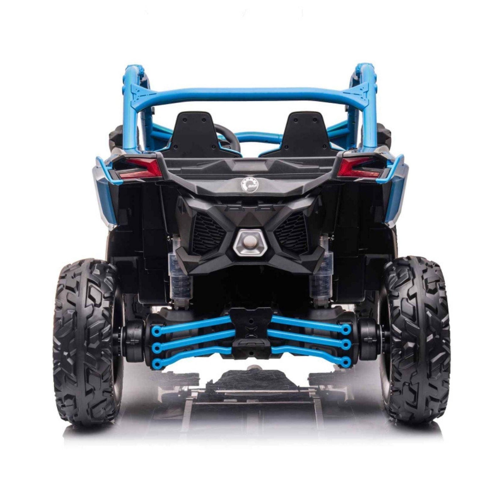 Blue Licensed LX Performance Edition 2x24V Can-Am Maverick 4WD Double 24V Battery Pack, 2-Seater Kids' Buggy W/ Music, EVA Rubber Wheels, Leather Seats & RC.