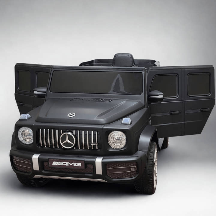 12V Luxury Matte Black Edition Mercedes Benz AMG G63 Ride-On SUV W/ Rubber Wheels, Leather Seat, Bluetooth & RC.