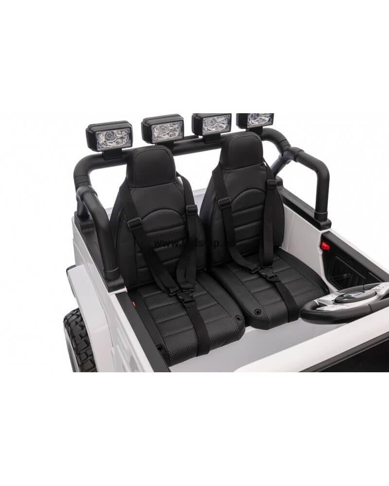 24V White 2-Seater Premium Edition Toyota 4x4 Truck for Kids W/ EVA Rubber Wheels, Music & RC.