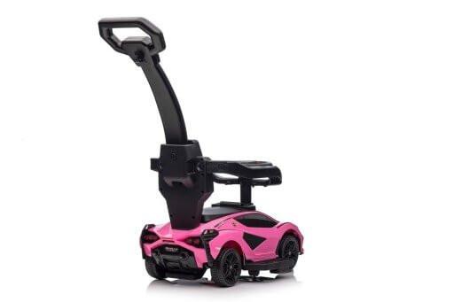 Pink Complete Edition Lamborghini Sian 3-in-1 Push Car / Stroller W/ Detachable Handle, Safety Guards, Lights & Music.