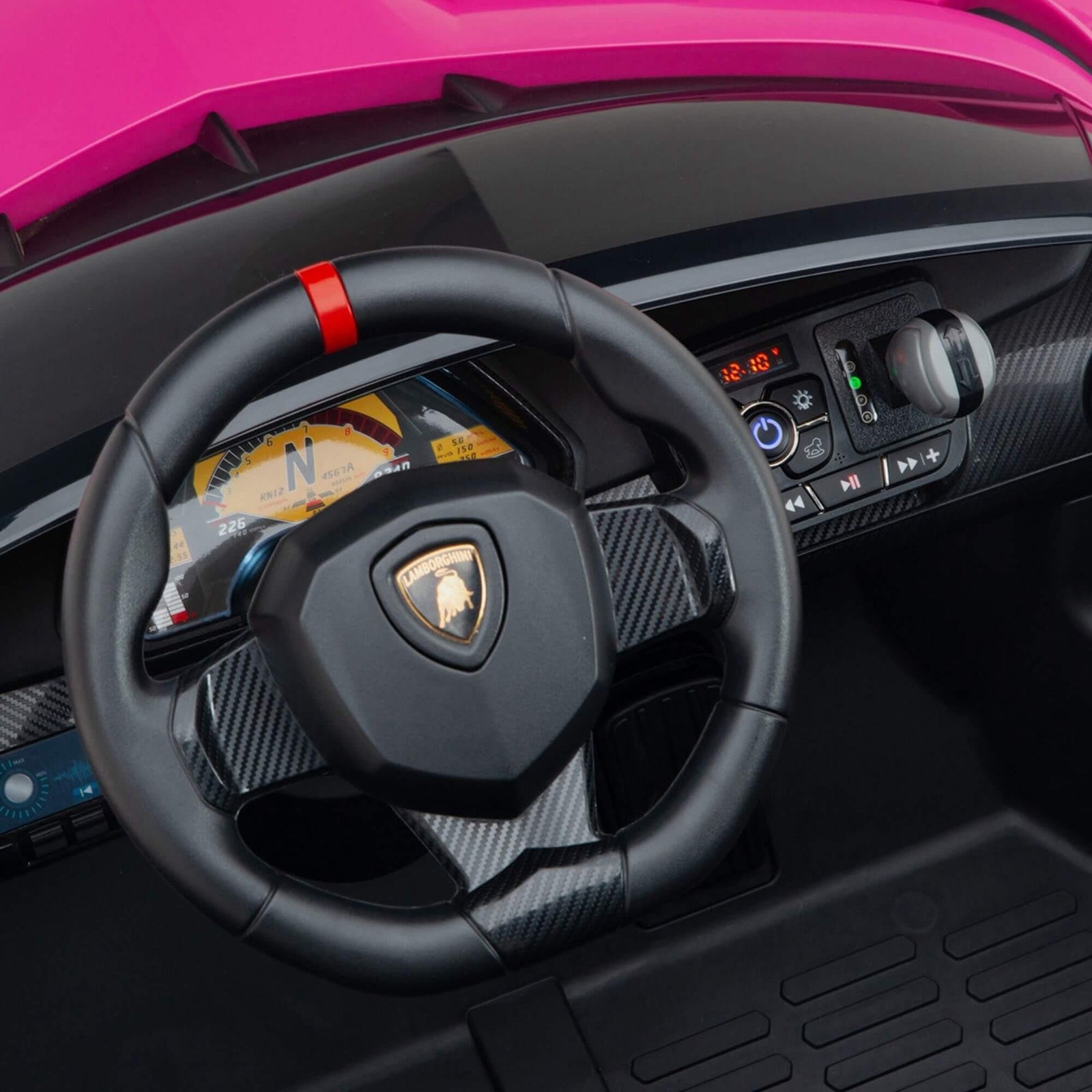 12V Pink Lamborghini Veneno 4X4 Limited Edition Ride-on Car W/ EVA Rubber Wheels, Bluetooth & RC