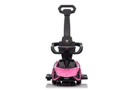Pink Complete Edition Lamborghini Sian 3-in-1 Push Car / Stroller W/ Detachable Handle, Safety Guards, Lights & Music.