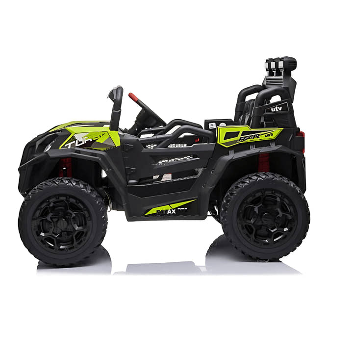 12V Green Junior Sport Utility Kids’ 4x4 Ride-On UTV Buggy W/ Rubber Wheels, Music & RC.