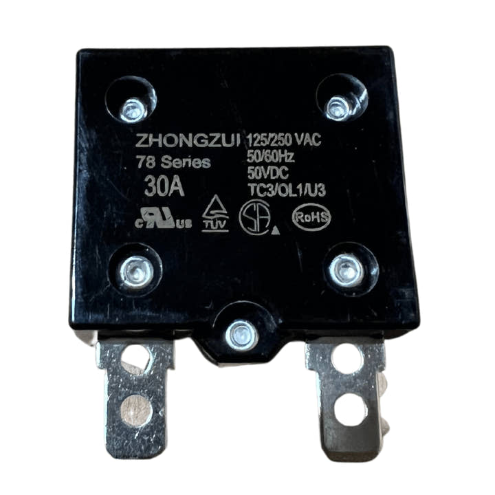 30A 125/250VAC 50/60Hz 50VDC Automatic Reset Relay Fuse.