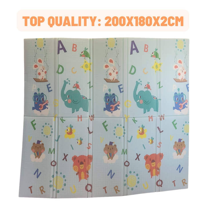 XL Luxury Indoor/ Outdoor Double Sided Foldable Waterproof Foam Play Mat - 200x180x2cm.