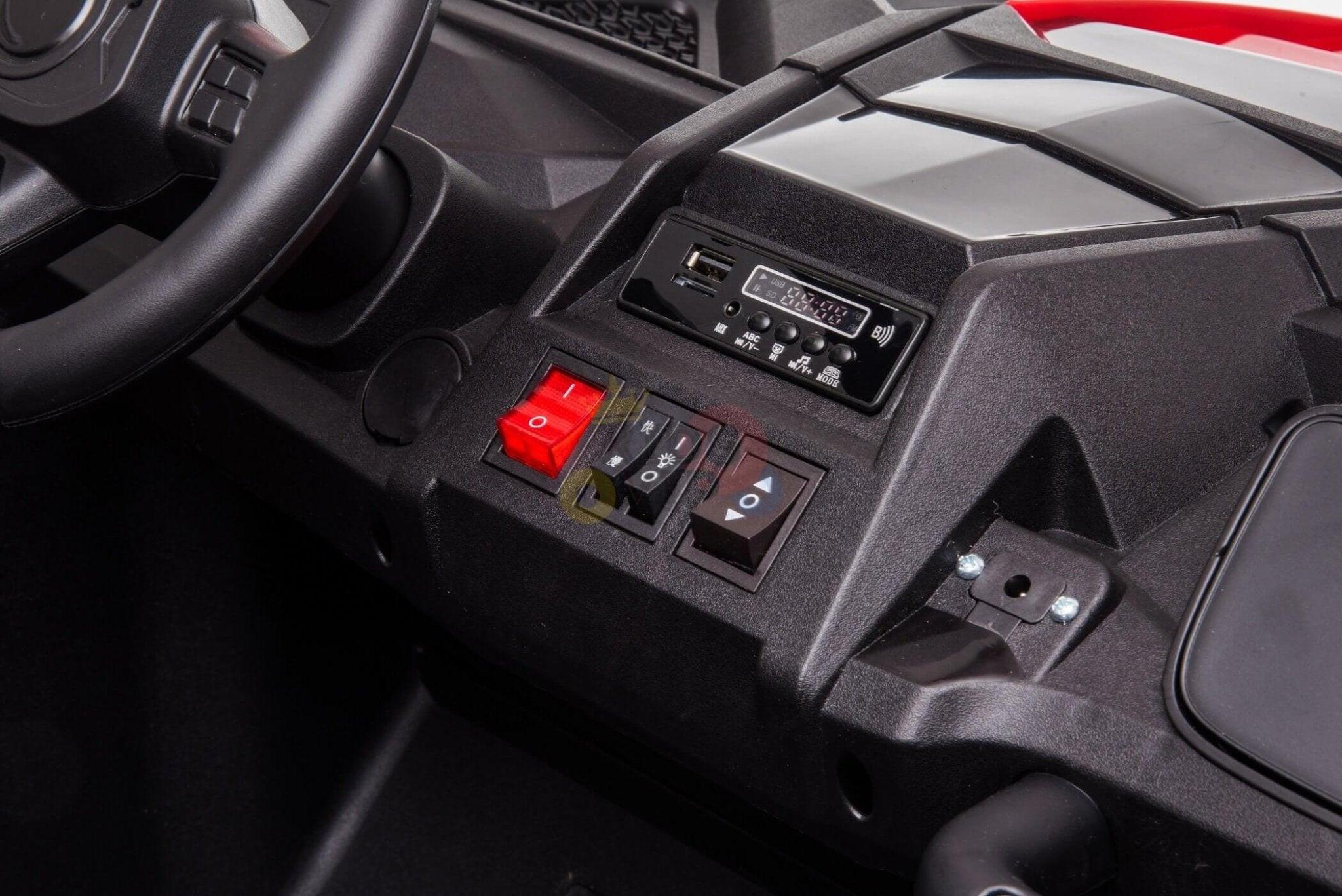 Red 2-Seater XXL Edition Blade BT 24V/4WD Kids' Exclusive Buggy/UTV With Rubber Wheels, Leather Seats, Music & RC.