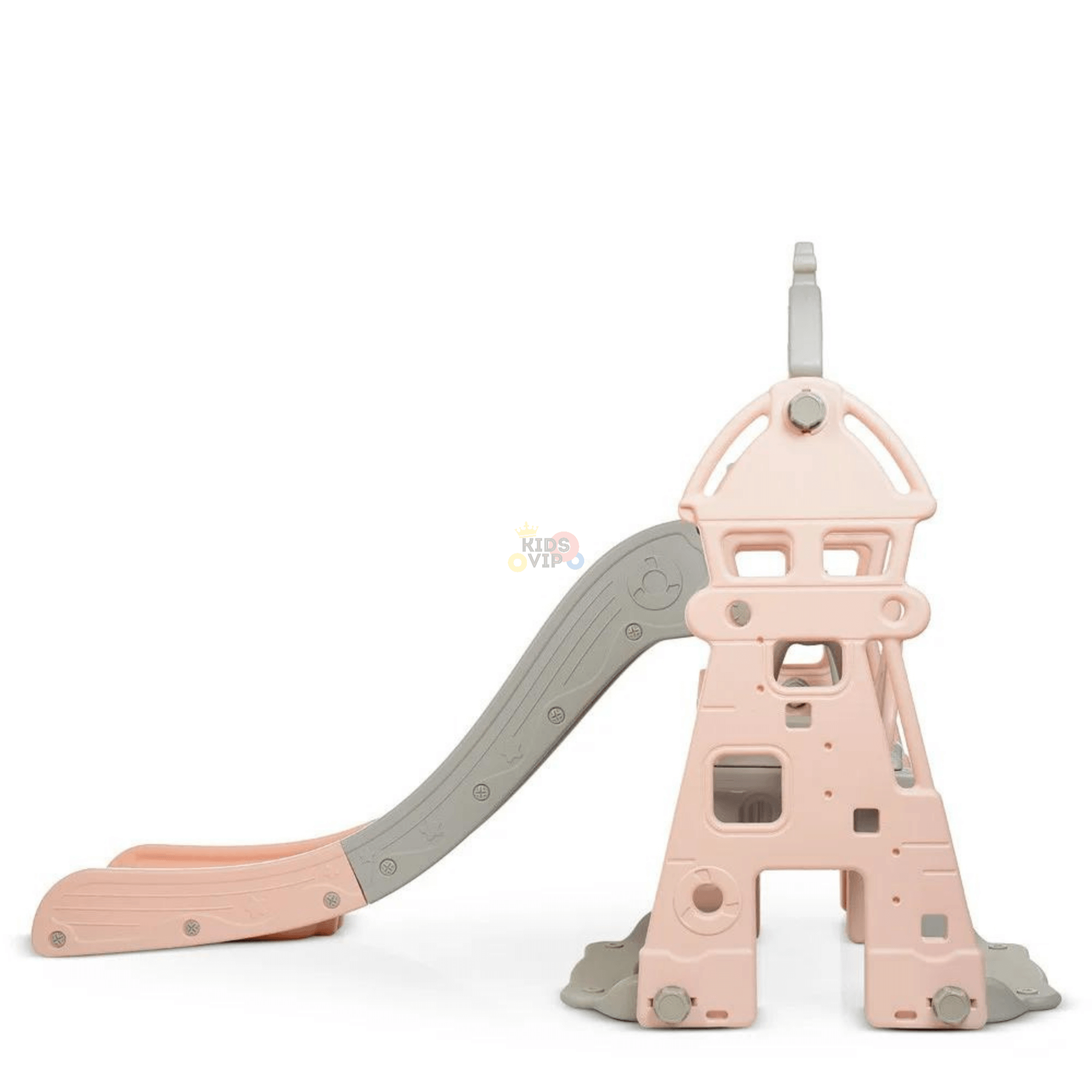Pink Luxury 5-in-1 Castle Edition Playset for Kids W/ Slide, Closed Steps, Swing & Basketball Hoop.