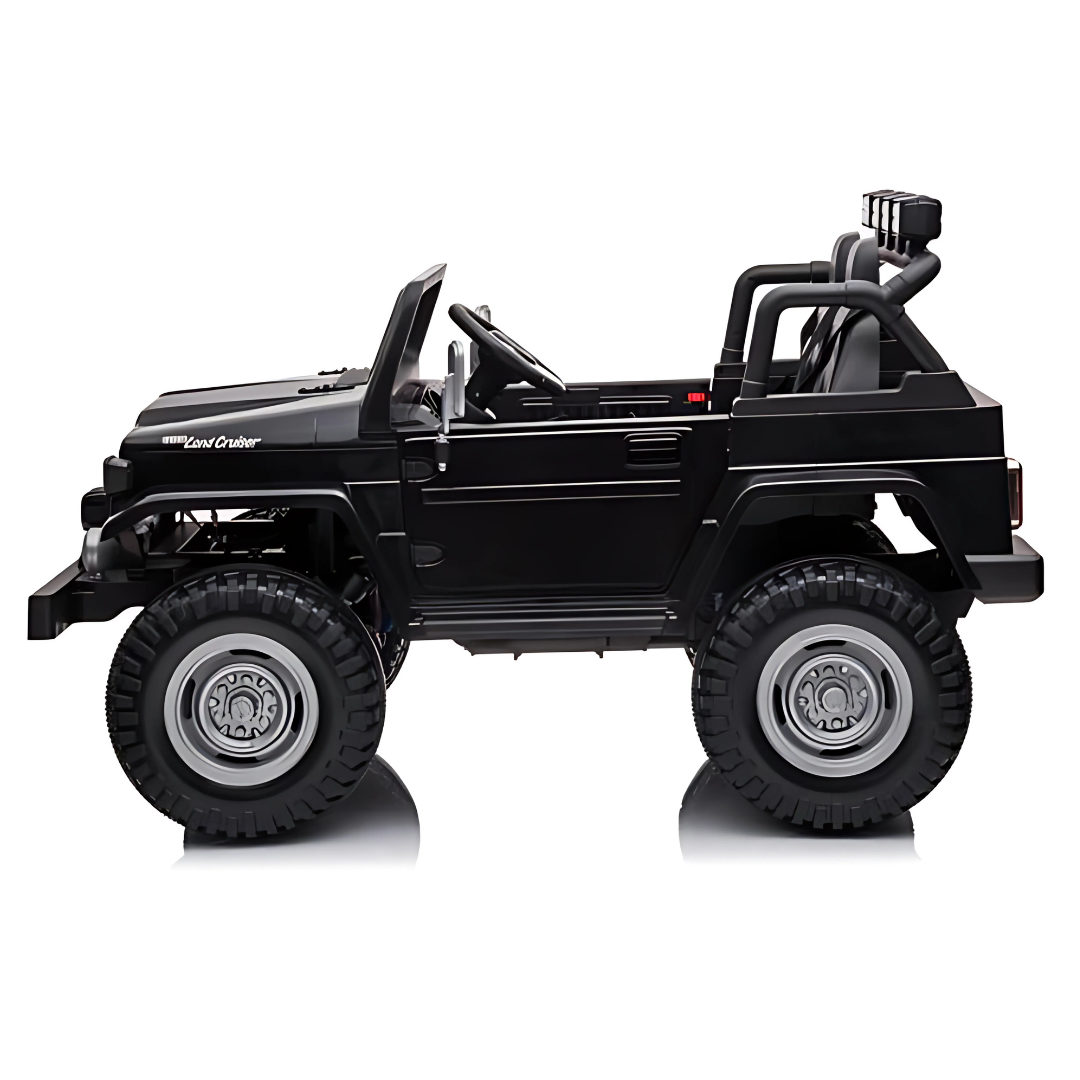 24V Black 2-Seater Premium Edition Toyota 4x4 Truck for Kids W/ EVA Rubber Wheels, Music & RC