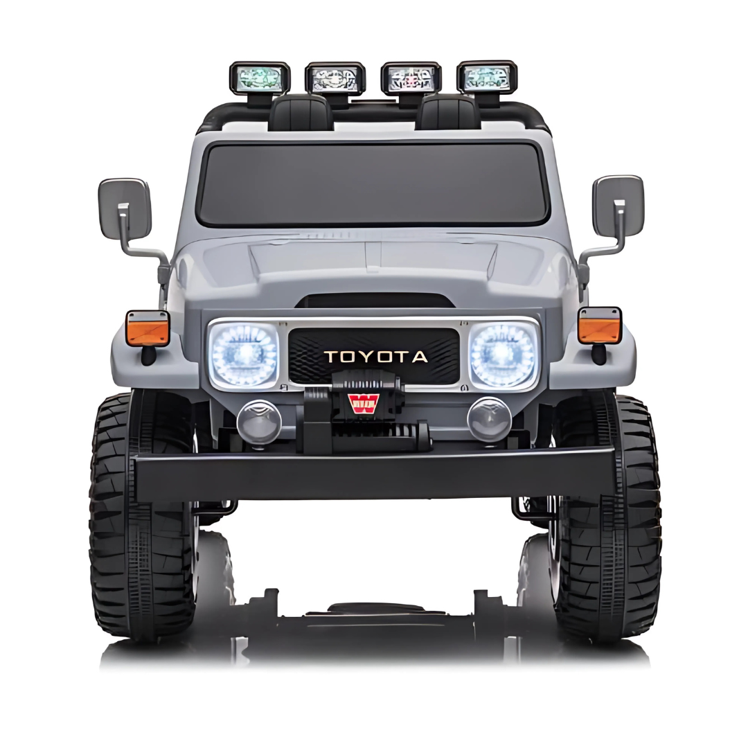 24V Grey 2-Seater Premium Edition Toyota 4x4 Truck for Kids W/ EVA Rubber Wheels, Music & RC