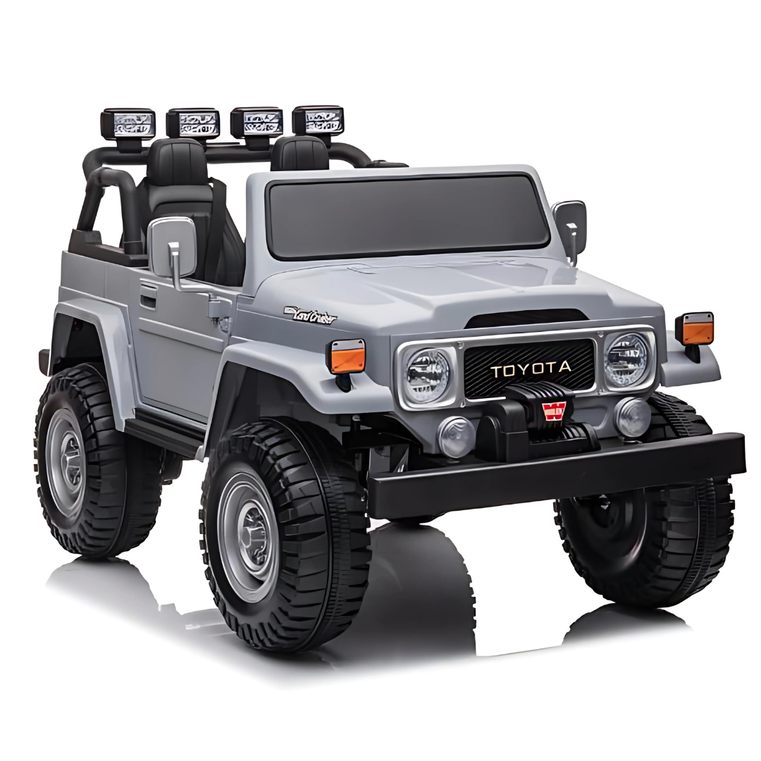 24V Grey 2-Seater Premium Edition Toyota 4x4 Truck for Kids W/ EVA Rubber Wheels, Music & RC