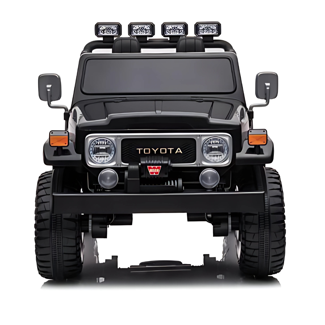 24V Black 2-Seater Premium Edition Toyota 4x4 Truck for Kids W/ EVA Rubber Wheels, Music & RC