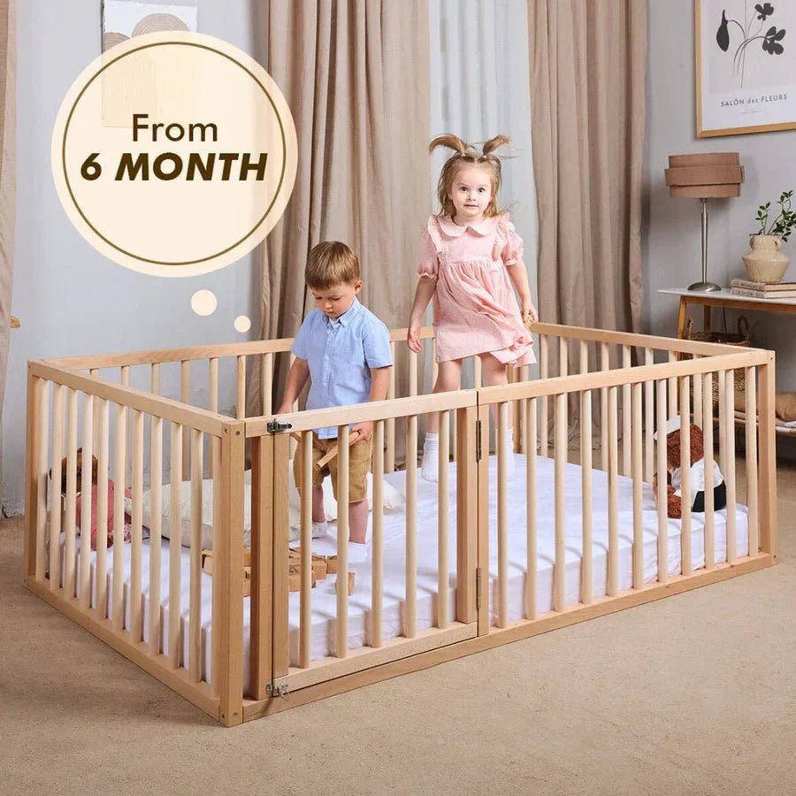 Twin Size Bed Frame for Toddlers with Fence.
