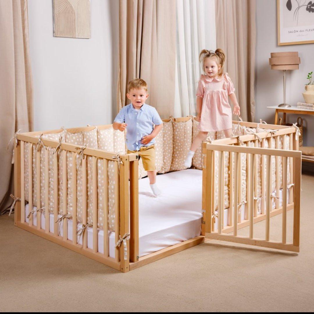 Twin Size Bed Frame for Toddlers with Fence.