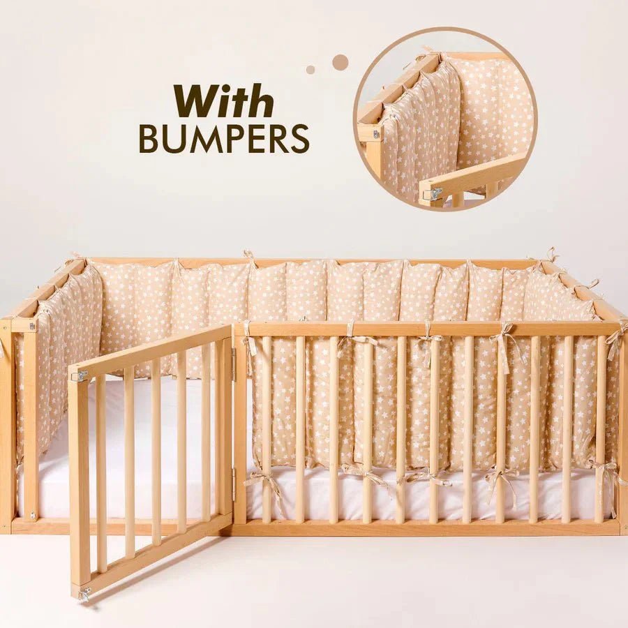Twin Size Bed Frame for Toddlers with Fence.