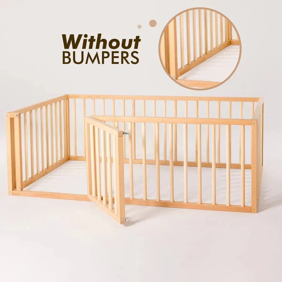 Twin Size Bed Frame for Toddlers with Fence.