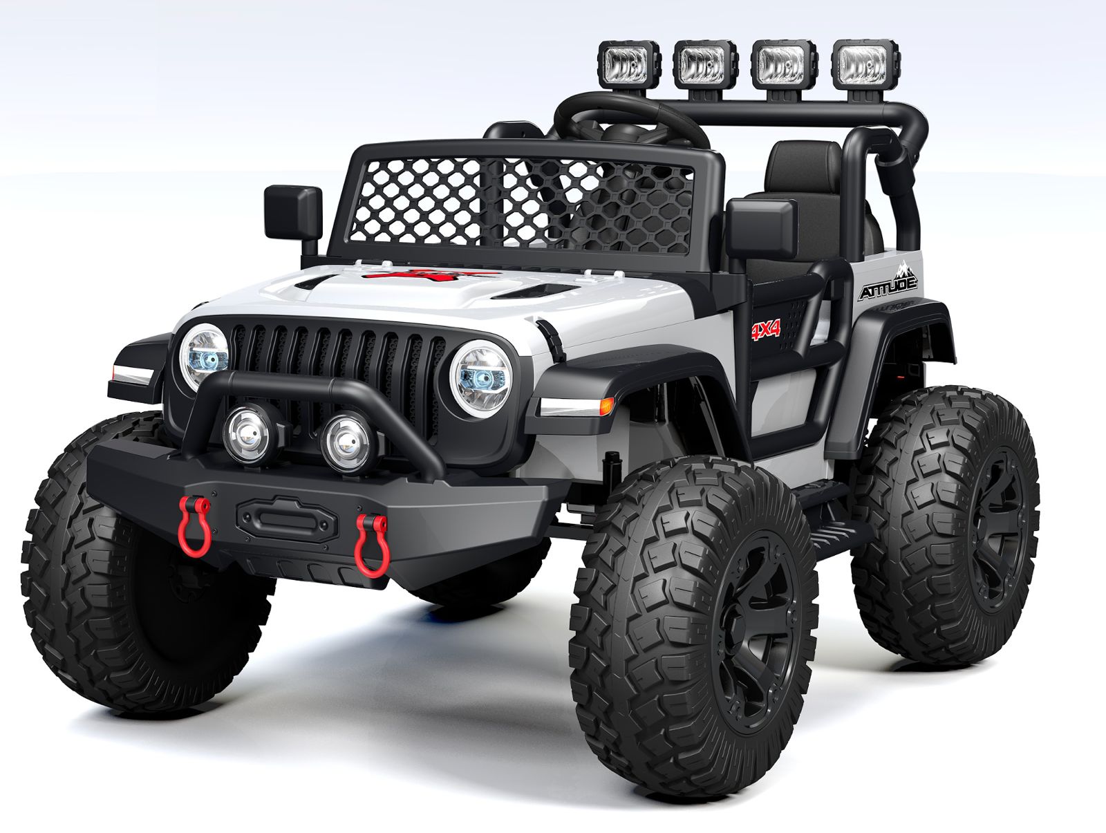 White 24V TrailMax Edition XXL 2-Seater 24V 4X4/AWD Kids Ride on Truck W/ EVA Rubber Wheels, BT & RC