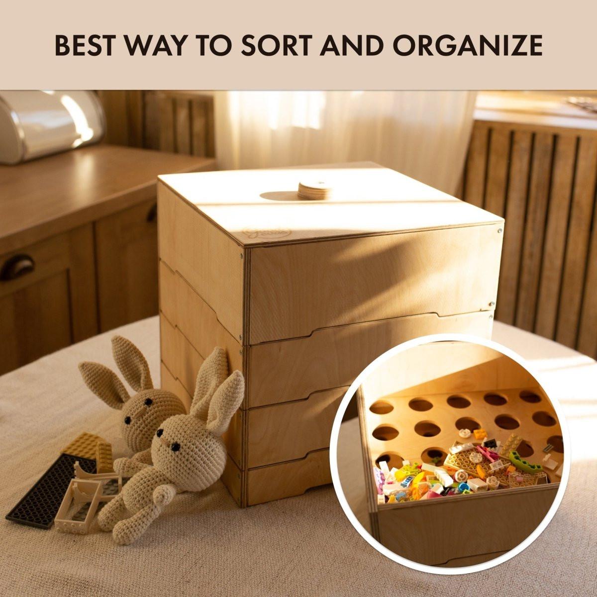 Wooden storage/sorter for constructor.