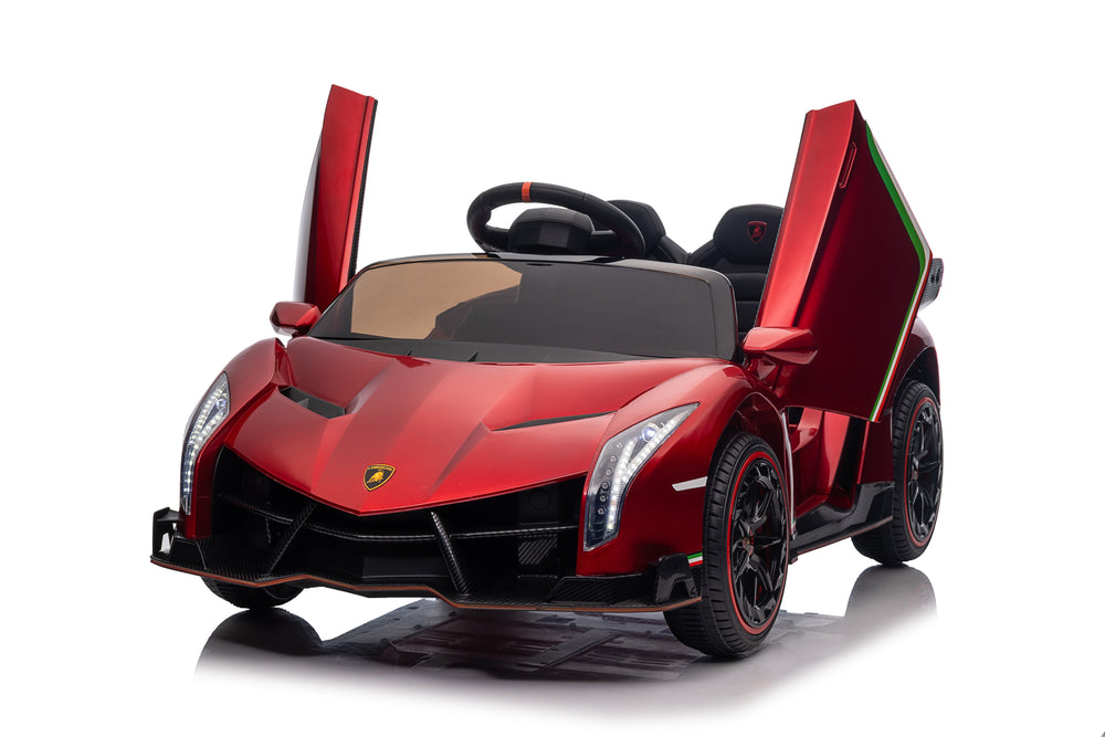 Red 12V ride-on sports car from the KidsVIP Canada collection