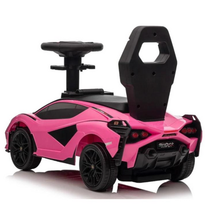 Complete Edition Lamborghini Sian 3 in 1 Push Car / Stroller with Handle And Safety Guards, Pink image 15