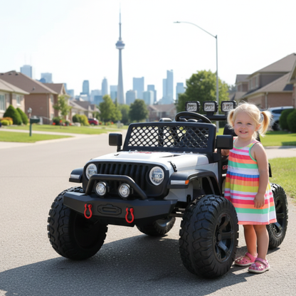 White 24V TrailMax Edition XXL 2-Seater 24V 4X4/AWD Kids Ride on Truck W/ EVA Rubber Wheels, BT & RC