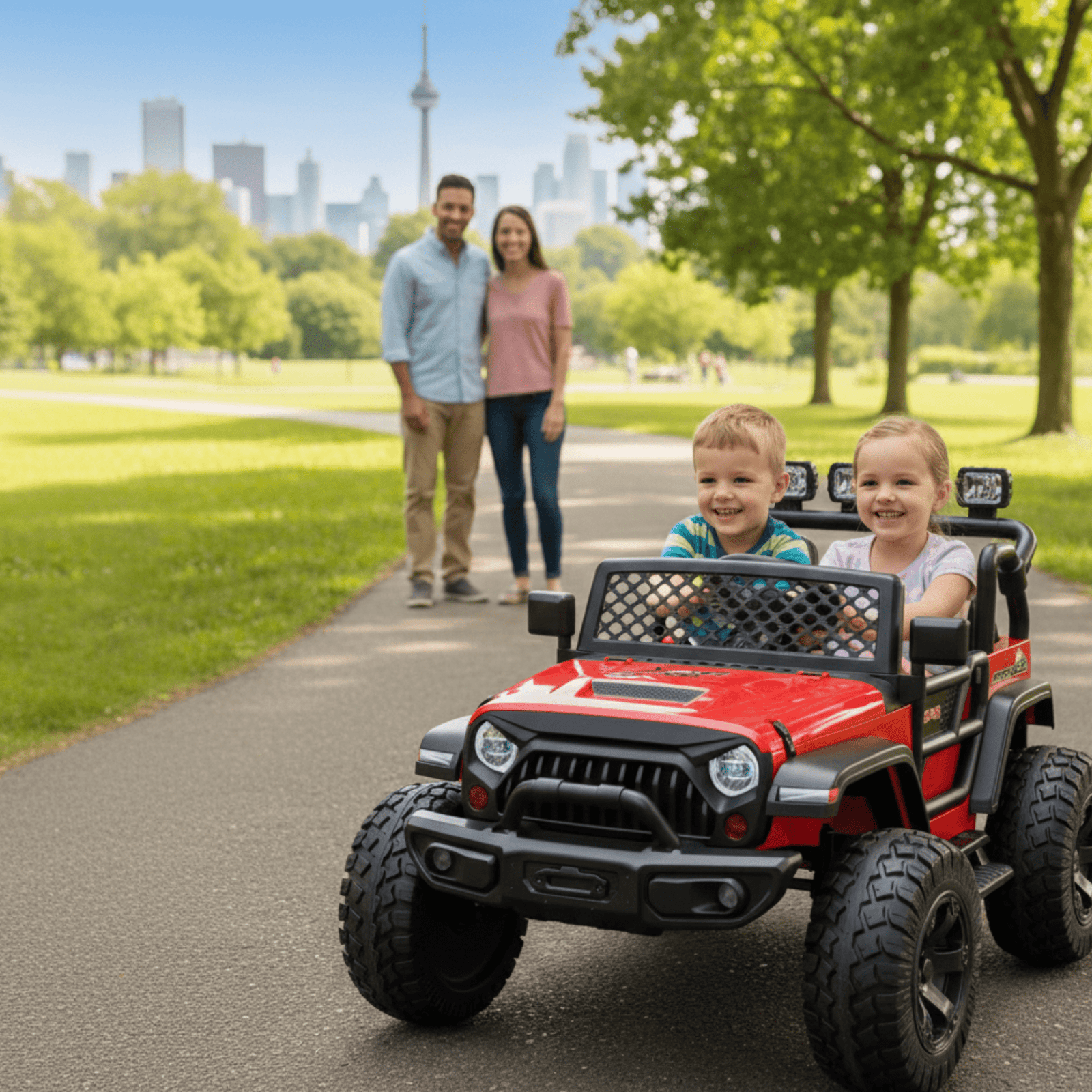 Red 24V TrailX 2-Seater 24V 4X4/AWD Kids Ride on UTV Buggy W/ EVA Rubber Wheels, Music & RC.