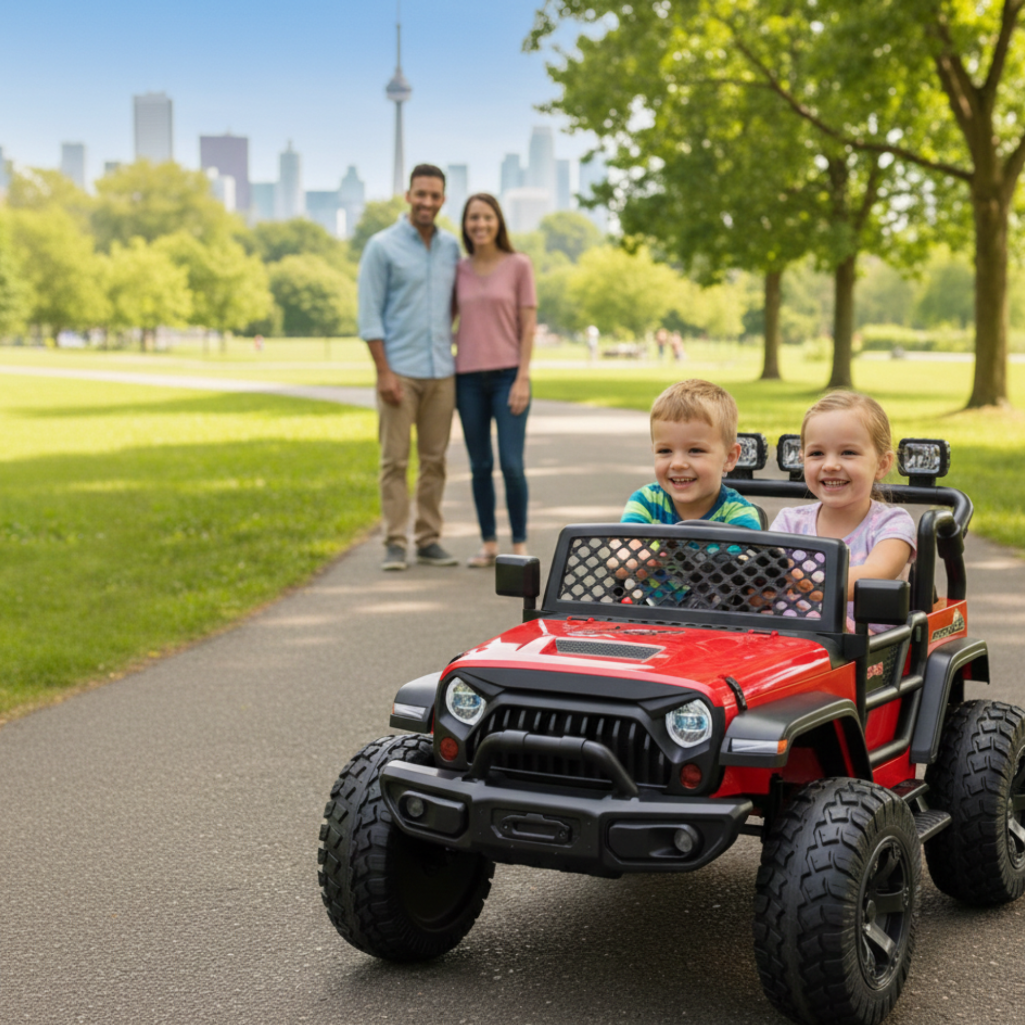 Red 24V TrailX 2-Seater 24V 4X4/AWD Kids Ride on UTV Buggy W/ EVA Rubber Wheels, Music & RC