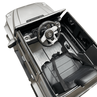 12V Luxury Matte Grey Edition Mercedes Benz AMG G63 Ride-On SUV W/ Rubber Wheels, Leather Seat, Bluetooth & RC.