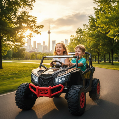 Black 2-Seater XXL Premium MegaTrek 2-Seater 24V 4X4/AWD Kids Ride on UTV Buggy W/ EVA Rubber Wheels, BT & RC