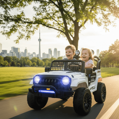 White 24V TrailX 2-Seater 24V 4X4/AWD Kids Ride on UTV Buggy W/ EVA Rubber Wheels, Music & RC.