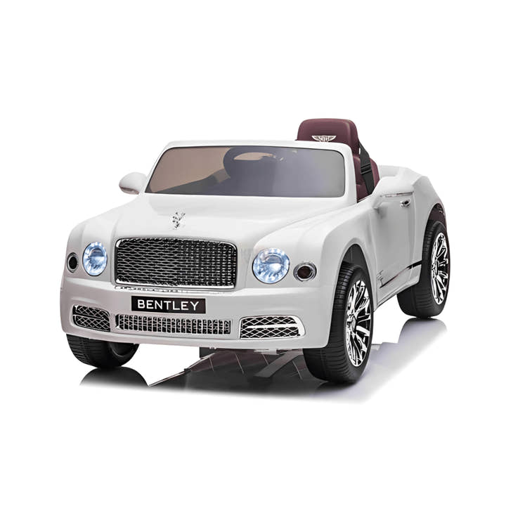 12V White Luxury Bentley Mulsanne Kids' Ride-on Car W/ EVA Rubber Wheels, Music & RC.