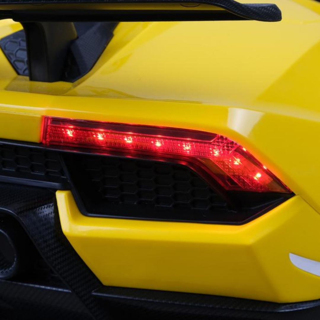 12V Yellow Lamborghini Huracan Licensed Sport Edition 4X4 Ride-On Car W/ Rubber Wheels, Bluetooth & RC