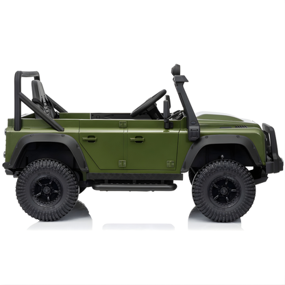 12V Green Land Rover Defender 1-Seater AWD Ride-on Truck W/ Rubber Wheels, Music Player & RC