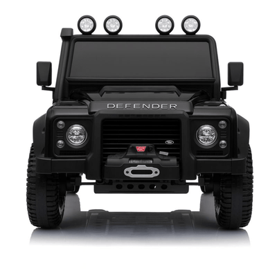 12V Black Land Rover Defender 1-Seater AWD Ride-on Truck W/ Rubber Wheels, Music Player & RC.