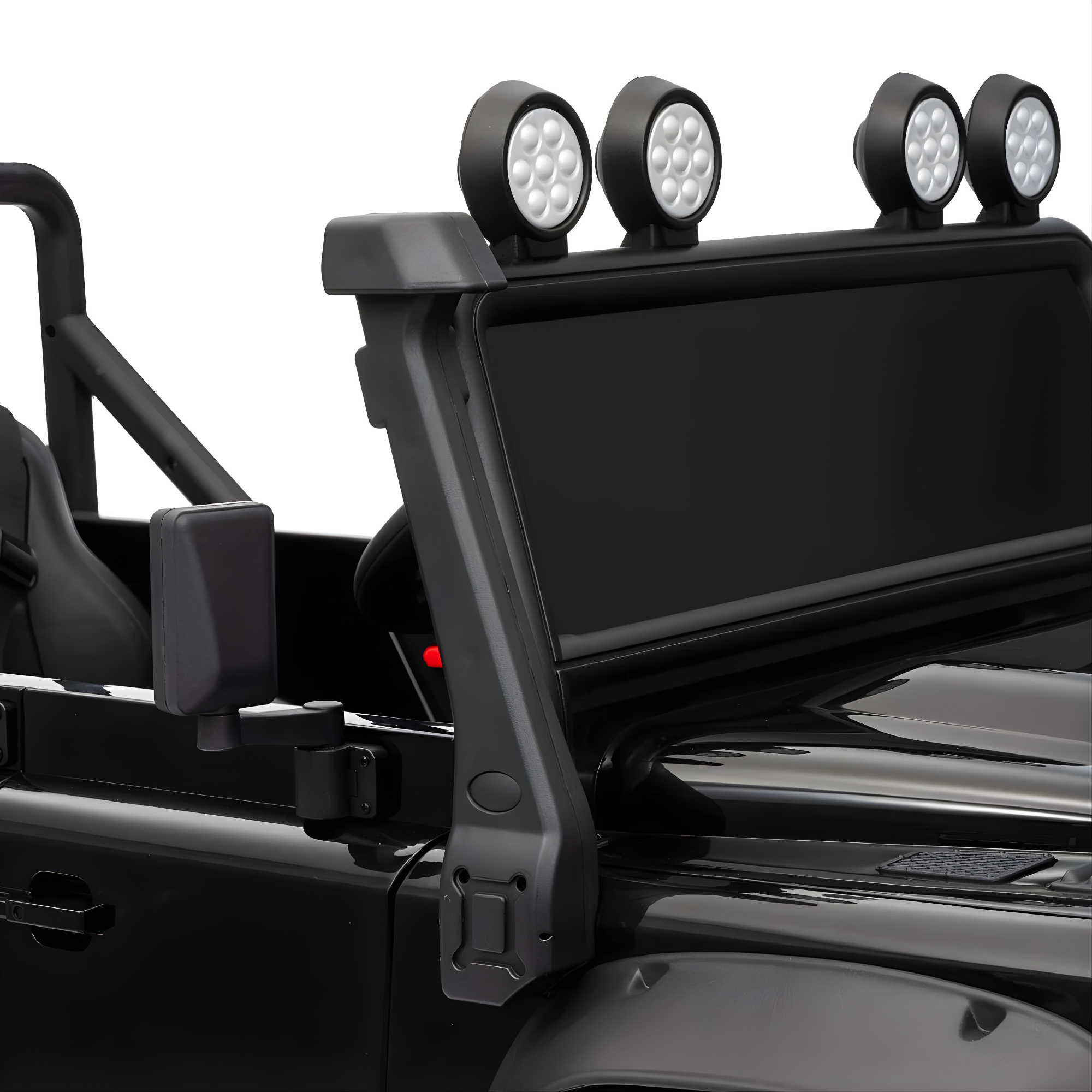 12V Black Land Rover Defender 1-Seater AWD Ride-on Truck W/ Rubber Wheels, Music Player & RC