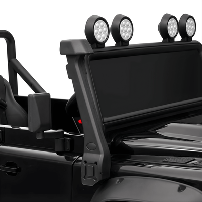 12V Black Land Rover Defender 1-Seater AWD Ride-on Truck W/ Rubber Wheels, Music Player & RC.
