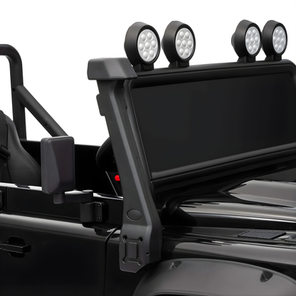 12V Black Land Rover Defender 1-Seater AWD Ride-on Truck W/ Rubber Wheels, Music Player & RC