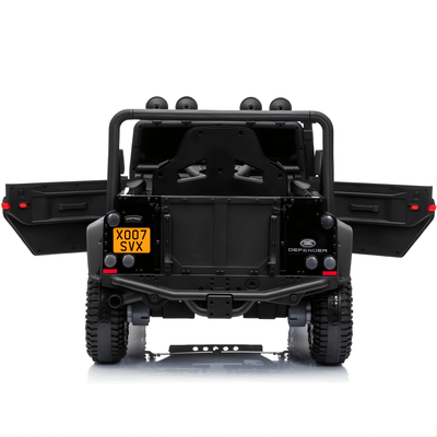 12V Black Land Rover Defender 1-Seater AWD Ride-on Truck W/ Rubber Wheels, Music Player & RC.
