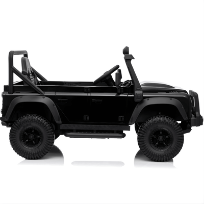 12V Black Land Rover Defender 1-Seater AWD Ride-on Truck W/ Rubber Wheels, Music Player & RC.