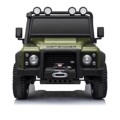 12V Green Land Rover Defender 1-Seater AWD Ride-on Truck W/ Rubber Wheels, Music Player & RC.