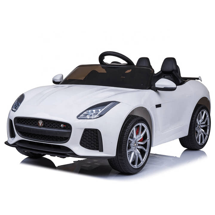 12V White Jaguar F Type Kids' Licensed Ride-On Car W/ Rubber Wheels, Bluetooth & RC.