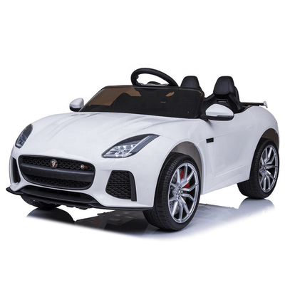 12V White Jaguar F Type Kids' Licensed Ride-On Car W/ Rubber Wheels, Bluetooth & RC.