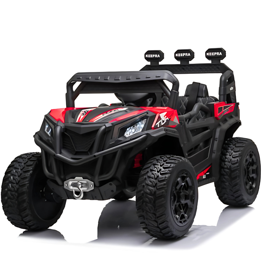 12V Red Junior Sport Utility Kids’ 4x4 Ride-On UTV Buggy W/ Rubber Wheels, Music & RC