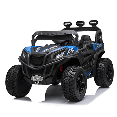 12V Blue Junior Sport Utility Kids’ 4x4 Ride-On UTV Buggy W/ Rubber Wheels, Music & RC.
