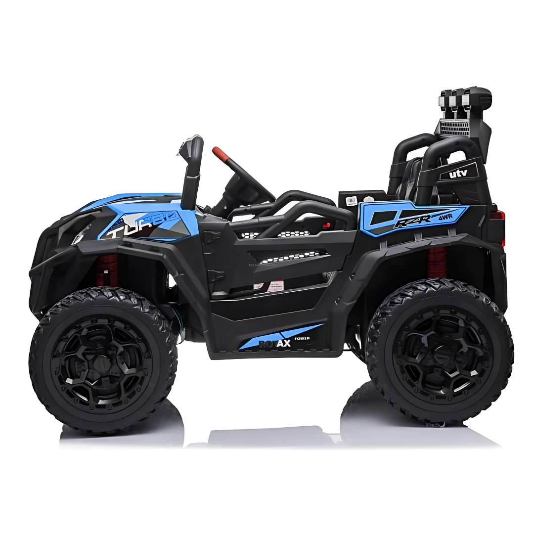 12V Blue Junior Sport Utility Kids’ 4x4 Ride-On UTV Buggy W/ Rubber Wheels, Music & RC