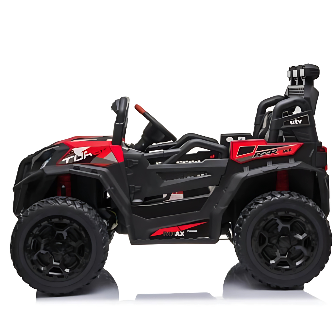 12V Red Junior Sport Utility Kids’ 4x4 Ride-On UTV Buggy W/ Rubber Wheels, Music & RC