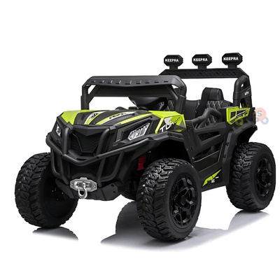 12V Green Junior Sport Utility Kids’ 4x4 Ride-On UTV Buggy W/ Rubber Wheels, Music & RC.