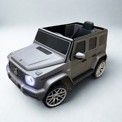 12V Luxury Matte Grey Edition Mercedes Benz AMG G63 Ride-On SUV W/ Rubber Wheels, Leather Seat, Bluetooth & RC
