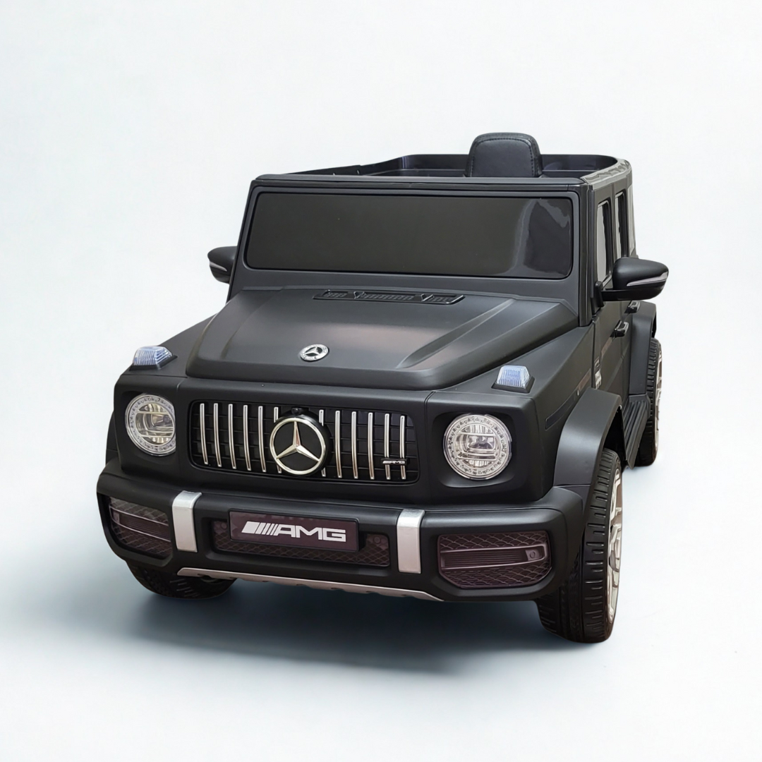 12V Luxury Matte Black Edition Mercedes Benz AMG G63 Ride-On SUV W/ Rubber Wheels, Leather Seat, Bluetooth & RC
