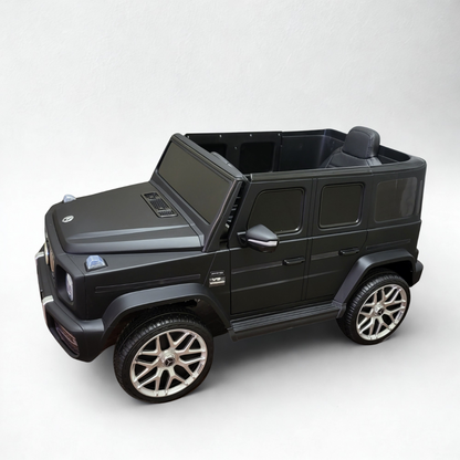 12V Luxury Matte Black Edition Mercedes Benz AMG G63 Ride-On SUV W/ Rubber Wheels, Leather Seat, Bluetooth & RC